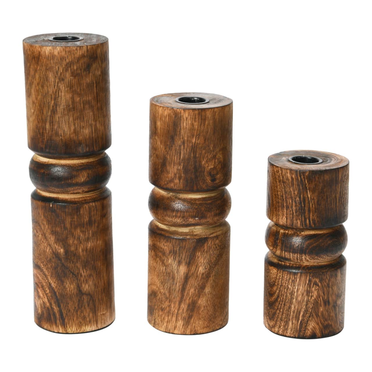 Hello Honey® Wood Stack Taper Candle Holder Set